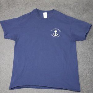 Mens T-Shirt Large Navy Mariner's Rule Captain Always Right Graphic Short Sleeve